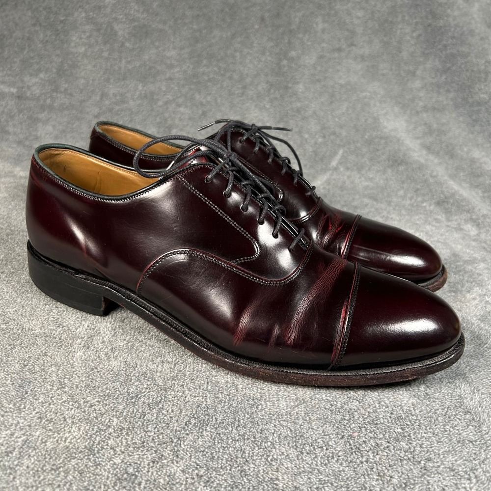 Johnston & Murphy Melton Burgundy Leather Cap Toe Oxford Dress Shoes Mens 11 D/B
